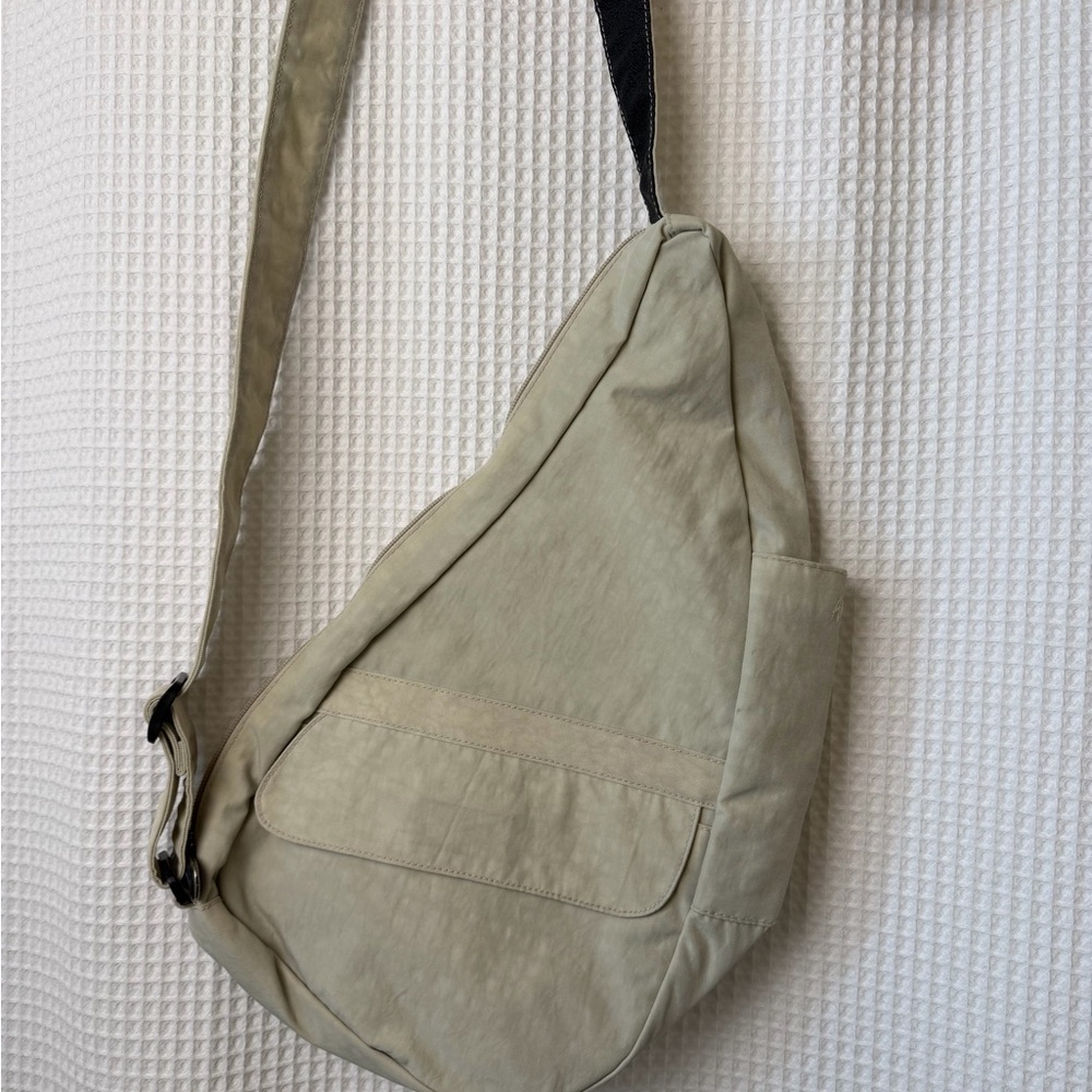 AmeriBag 17" Nylon Crossbody Sling Healthy Back Bag (Taupe) - Picture 6 of 9